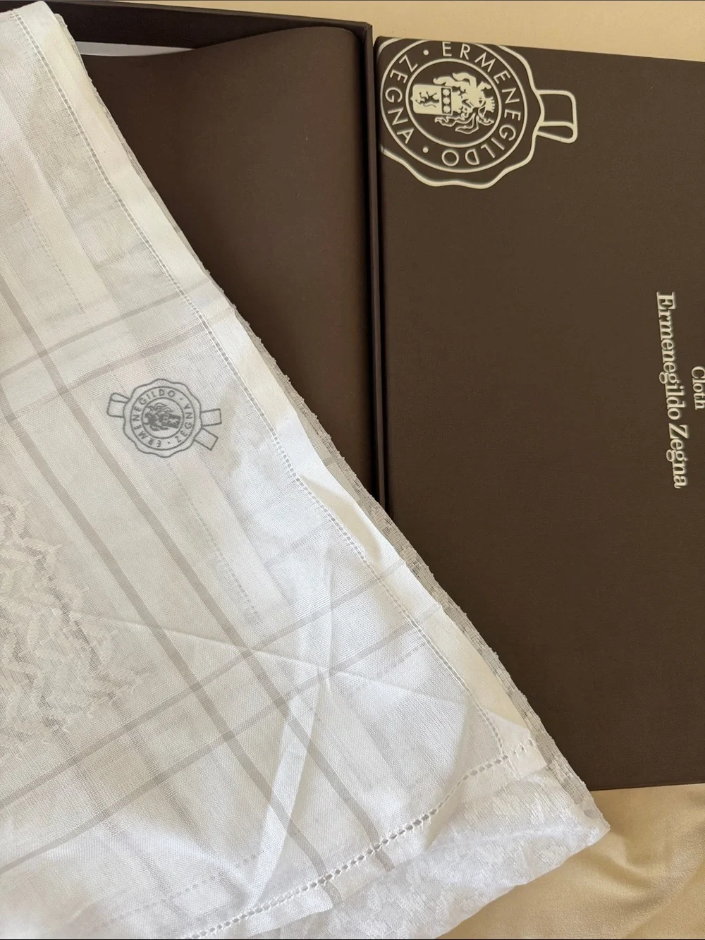 Ermenegildo Zegna White & Light Gray Plaid Luxury Shemagh 2026